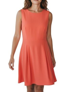 Dex Scallop-Back Sleeveless Dress Coral